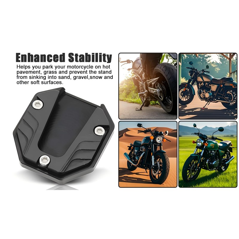 Motorcycle Kickstand Plate, Universal Aluminium Alloy Motorcycle Side Stand Plate