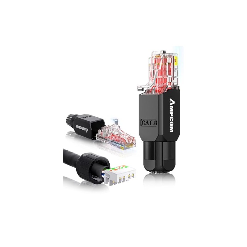 AMPCOM Cat6 Conector RJ45 sin herramientas UTP Terminación de campo