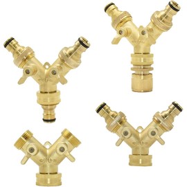 Pipe Fittings Brass 3/4" Threaded Y Irrigation Valve Manifold 5/8" Copper 2-Way Garden Faucet Quick Connector 1 Set (Color : C)