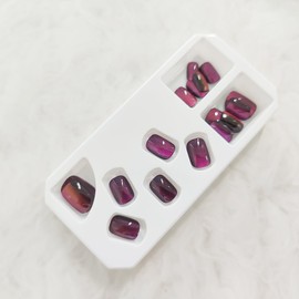 KKUUOO Cat Eye Press on Nails,Short Square Fake Nails Deep Purple Glitter False Nails Gradient Acrylic Nails Full Cover Stick on Nails Glossy Artificial Nails Jelly Press on Nails for Women 24Pcs