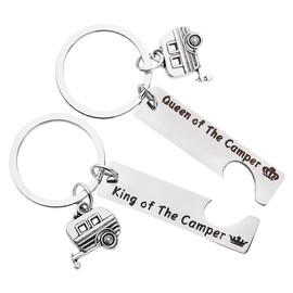 Matching Camping Keychains for Couples Husband Wife Valentines Day Gifts for Women Men Camper Birthday Gifts for Boyfriend Girlfriend Anniversary Presents for Him Her Camping Lovers Gifts for Traveler