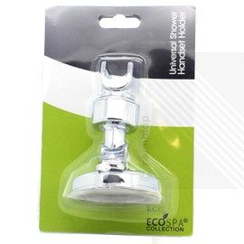 2 x ECOSPA Shower Handset Holders with Very Strong Suction Cap in Chrome - Easy to Install, Simple Locking Clip - Made from Lightweight ABS Plastic and Holds upto 5kg!!