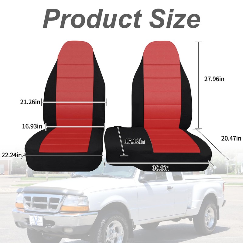 Fioqe 2PCS Front 60/40 Cloth High Back Bench Seat Cover
