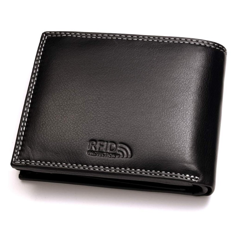 Fa.Volmer ® Stabile Schwarze Herren Geldbörse echt Leder Querformat mit