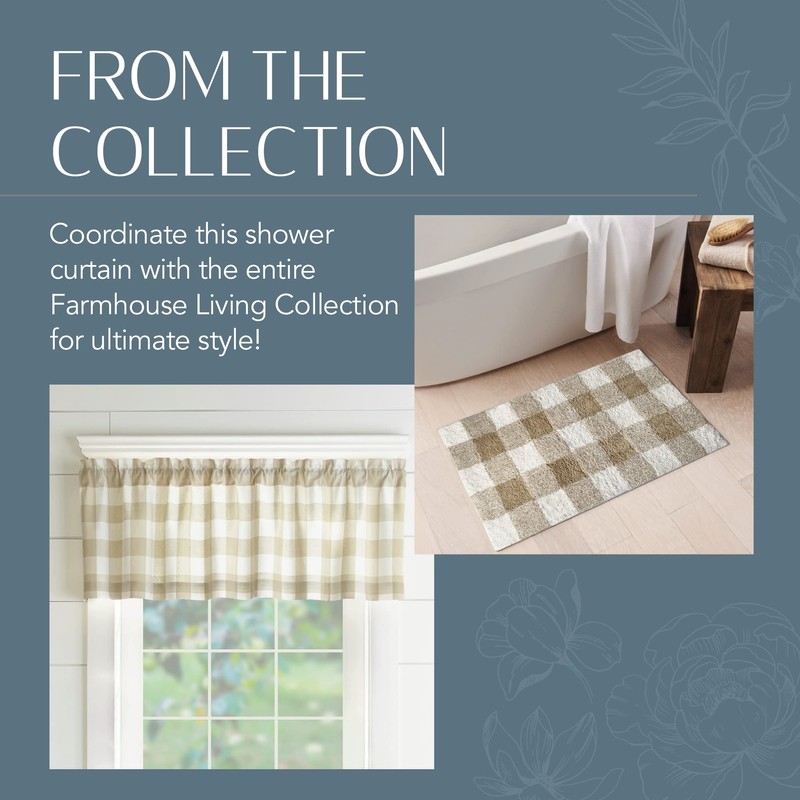 Elrene Home Fashions Cortina de Ducha a Cuadros de búfalo,