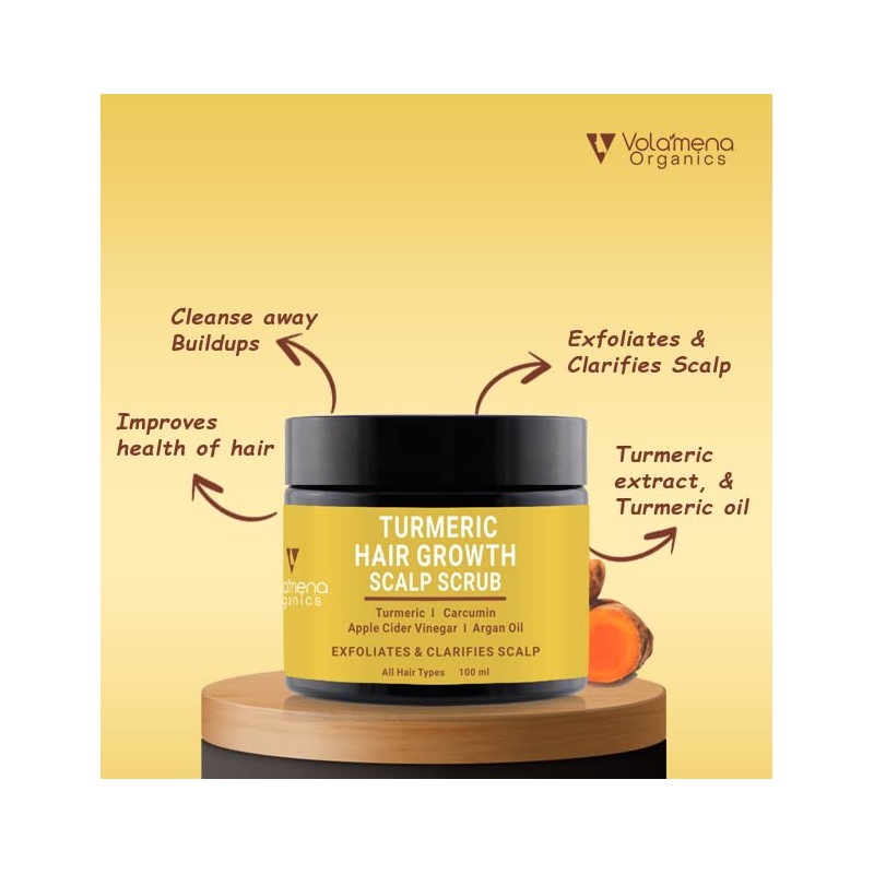 VOLAMENA WITH DEVICE Turmeric Scalp Scrub with Turmeric extract, Turmeric