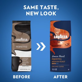 Lavazza House Blend Perfetto Ground Coffee 6 Bags of 12oz, Medium Roast, Full-bodied, Intensity 3/5, 100% Arabica, Ideal for Drip Brewers, (Pack of 6) - Package May Vary