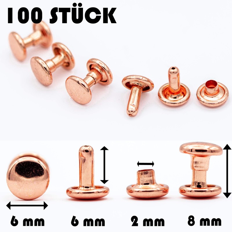 My Belt - Pack of 100 Hollow Rivets for Leather,