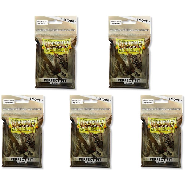 5 Packs Dragon Shield Inner Sleeve Smoke Standard Size 100 ct Card Sleeves Value Bundle!