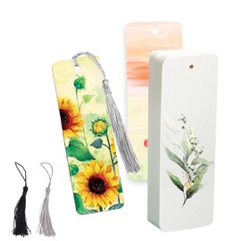 XoeLLe Pack of 50 Bookmarks, Blank Bookmark with 50 Tassels, Children's Bookmarks with Hole, 300 g Watercolour Paper, Book Accessories for Crafts Postcards, Greeting Cards, Collection (White 15 x 5