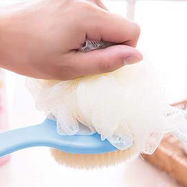 Bath Brushes with Loofah Back Scrubber Shower Body Brushes Long Handle for Dry Skin Massage and Mas Sage Knots Women and Men Blue