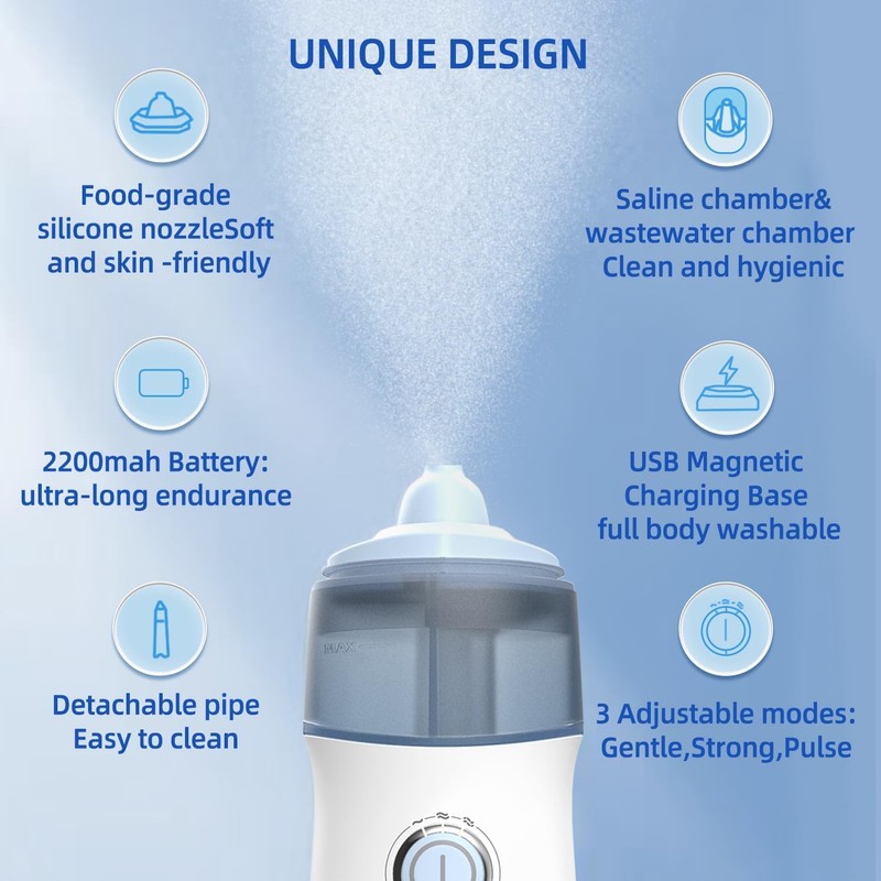 Nasal Irrigator with Gental Spray - Ultra Fine Mist -