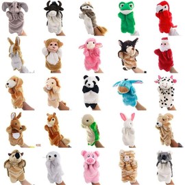 White Seal Animal Hand Puppets - Panda, Rabbit, Cat, Dog Plush Animal Decoration for Role Play Storytelling Teaching Gifts