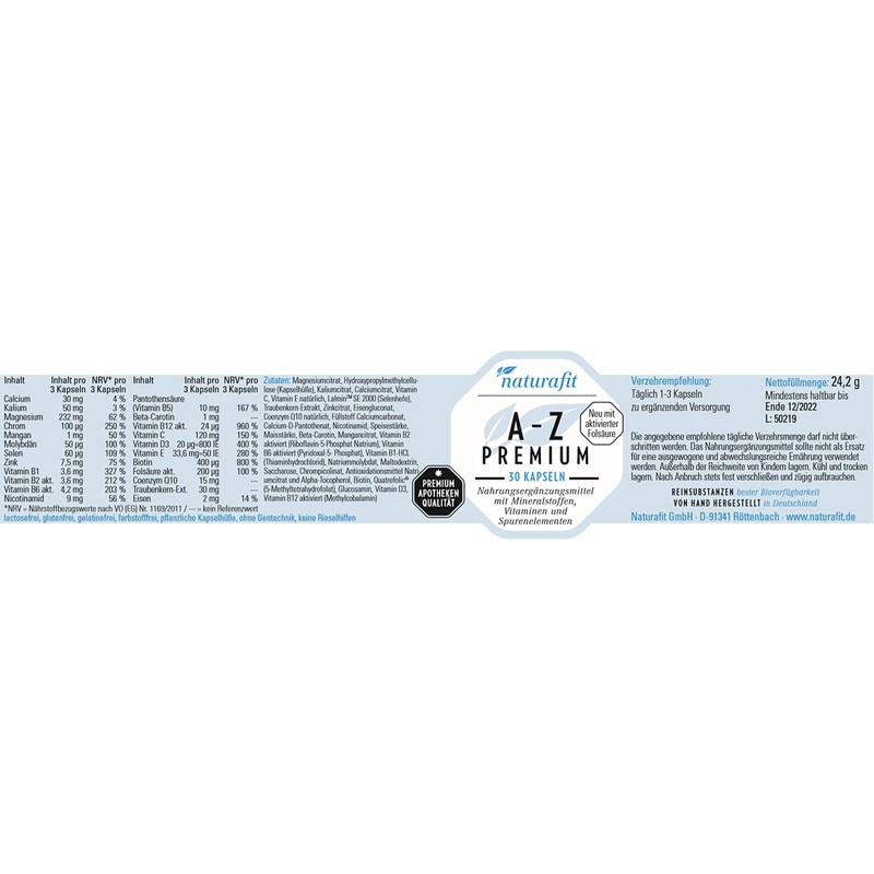 naturafit A-Z Premium Capsules, Pack of 30 Capsules