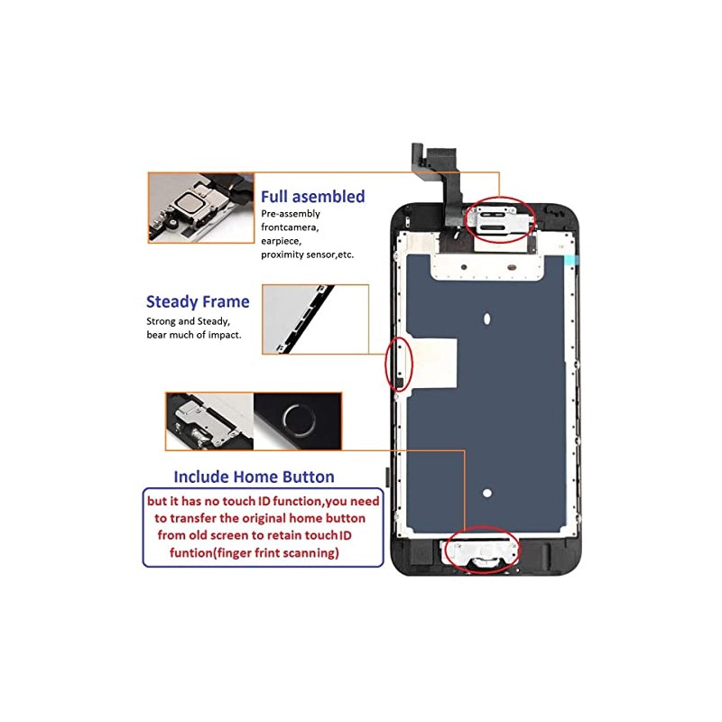 Brinonac for iPhone 6s Screen Replacement Black Touch Display LCD