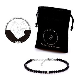 Bergerlin Genuine Natural Stone Pearl Bracelet with 925 Sterling Silver Pearl or Gold-Plated Pearl - Faceted with Clasp - with Certificate of Authenticity, 925 Silber - 15,5+3cm