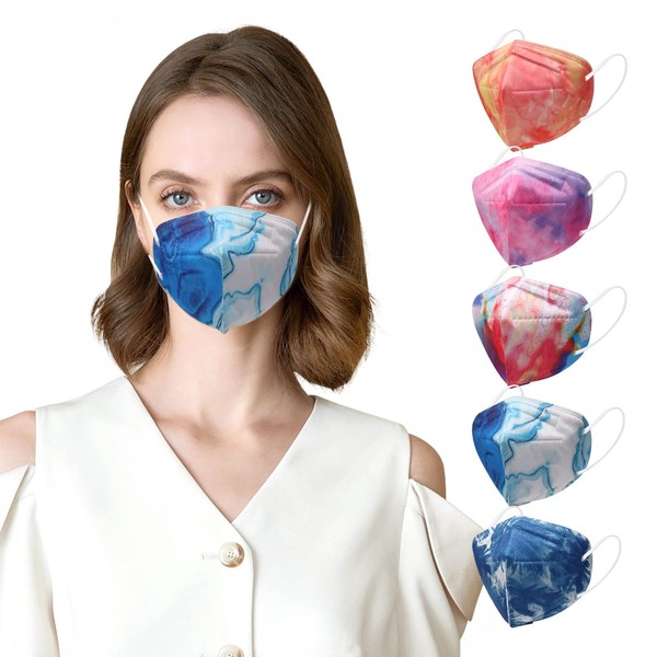 KN95 Face Masks 50 Pack 5-Ply Breathable Safety Respirator Multicolor Cup Dust Disposable KN95 Mask