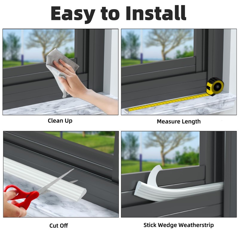 ESUFEIR 118" Wedge Window Weather Stripping Door Gap Filler,Adhesive Window
