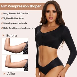 JOYSHAPER Upper Arm Shaper for Women Compression Sleeves Faja Post Surgery Slimming Posture Corrector Shapewear Tops Black XL