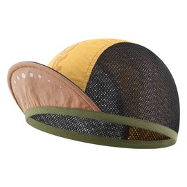 Rockbros Cycle Cap, Bicycle Hat, Summer, Mesh Cap, Breathable, Sweat Absorbent, Quick Drying, Sunscreen, Sports, Climbing, Bicycle, Outdoor, Thin, Inner Cap, Brim, Foldable, Unisex, Amber & Maroon