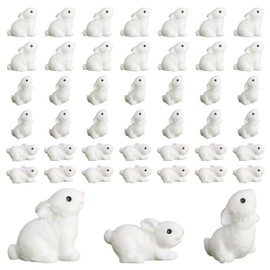 60 Pcs Miniature Rabbit Figurine, 3 Styles Mini Resin Animals, Tiny Resin Bunnies Mini Rabbit Decoration Small Rabbit Ornaments Animals Model for DIY Crafts Moss Landscape Garden