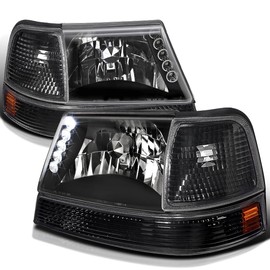 SPEC-D TUNING Black LED Headlights + Bumper + Corner Lamps Compatible with 1998-2000 Ford Ranger Left + Right Pair Assembly
