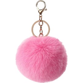 LLavero de pieles para mujer, llaveros con bolas de de conejos suaves y peludos, decoración para bolso de, llavero con pompones elegantes, llaveros de pieles sintéticas