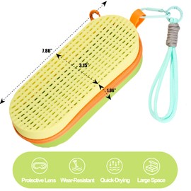 VemSinit Swim Goggle Case for Swimming Goggles, Large Capacity Silicone Swimming Goggles Protective Cover with Drainage Holes, Portable Glasses Storage Bag with Hook