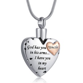RIMZVIUX Heart Urn Necklace for Ashes Stainless Steel Cremation Jewelry for Ashes Keepsake Necklace In Memory of Uncle