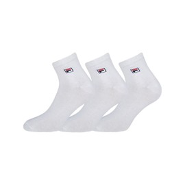 Fila F9303 Unisex Calze Quarter Tinta Unita, Taglia 43/46, Bianca, 3 paia