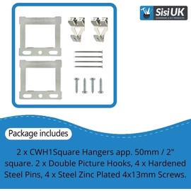 Picture Hanging Kit Canvas Floater Box Frame with Chrome Plated CWH Hangers Floater Frames with Fixings Screws and Nails 2 Pack.