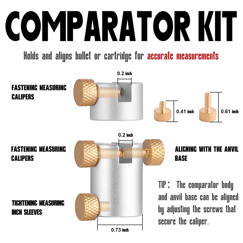 HAWKHONOR Bullet Comparator Kit, Includes 14 Inserts & 1 Comparator