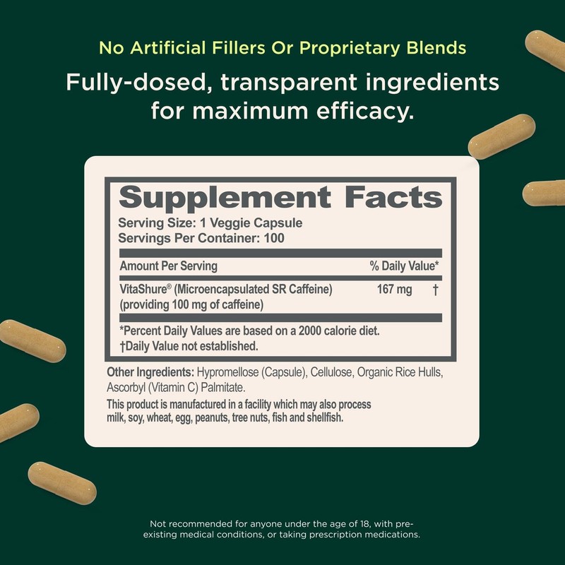 Genius Caffeine - Sustained-Release Microencapsulated Caffeine Pills for Smooth, Long-Lasting