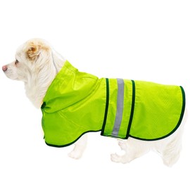Impermeable para perro, impermeable, reflectante, ligero, transpirable, con capucha, con correa ajustable para el vientre y agujero para correa, para perros pequeños, medianos y grandes (pequeño, verde)