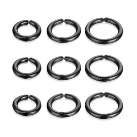 ALRNBY 9PCS Clip On Earrings for Women Men Non Tarnish Trendy Stainless Steel Gold Silver Black Small Hoop Earrings Non Piercing Fake Earrings Set Lightweight Jewelry Gift (Black)