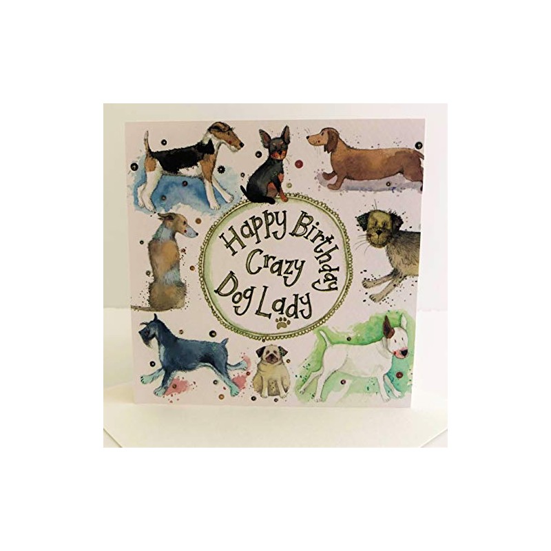 Alex Clark Crazy Dog Lady Birthday Foil Card