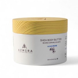 AZMERA Manteca Corporal De Karité Batida Artesanal: Lujosa Crema Hidratante Con Aroma A Orquídea Para Piel Seca Y Sensible, Con Aceite De Argán Y Vitamina E. Vegana, No Grasa, 250 Ml.