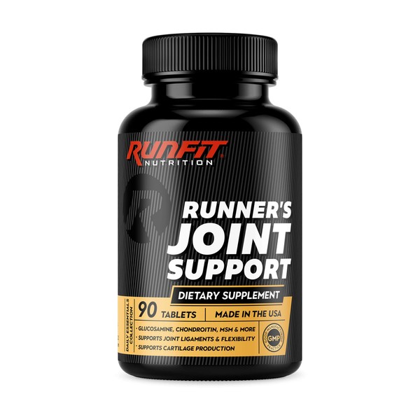 Run Fit Nutrition Runner's Joint Support - Glucosamine, Chondroitin, MSM & More - Joint Supplement Helps Improve Knee and Other Joint Discomfort - 90 Tablets (45 Day Supply)
