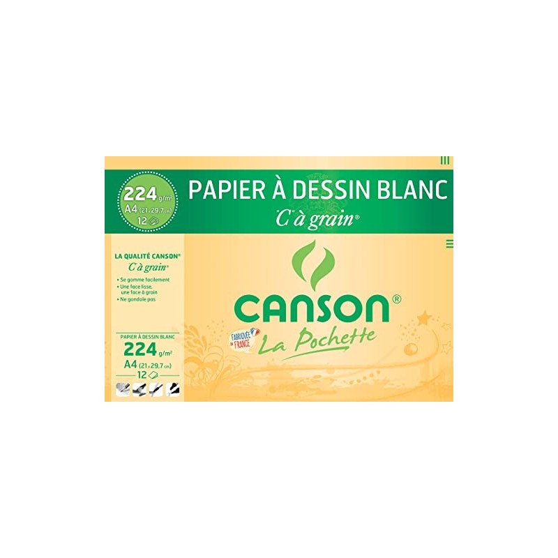 CANSON 200027114 Zeichenpapier, DIN A4, 224 g/qm