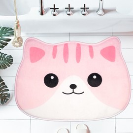 NIGOWAYS Memory Foam Bath Mat Rug - Soft and Non-Slip Cat Bath Rugs,Machine Washable Cute Pink Bathroom Rug for Bathroom,Tub,Shower and Floor,18"x 25"