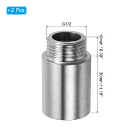 PATIKIL Shower Head Extension Arm, 2 Pack Stainless Steel G1/2 Male to Female Thread 30mm Length Pipe Fitting Shower Head Extender