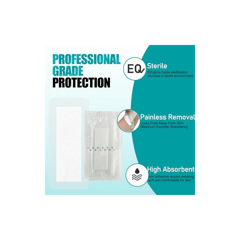 Apósito transparente con almohadilla, impermeable, para el cuidado posterior de