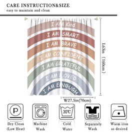 YungHo Boho Rainbow Curtain, Classroom Book Center Calming Corner Playroom Decor, I Am Kind Smart Brave Home Girls Room Blackout Window Treatment, Iridescence 21" W x 54" L x2【Blackout】