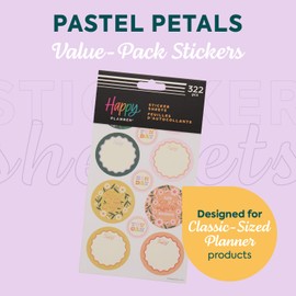 Happy Planner 10-Sheet Sticker Pack for Calendars, Journals, and Projects, Scrapbook Accessories, Pastel Petals