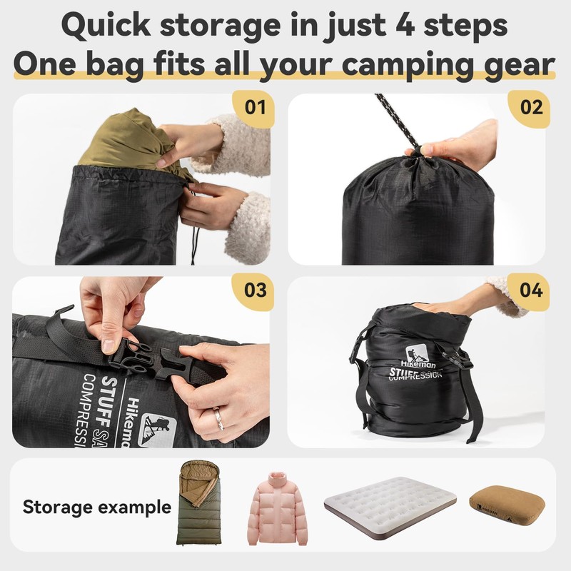 Compression Stuff Sack for Sleeping Bag - Lightweight Compression Bag,Water-Resistant