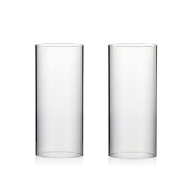 WGVI Hurricane Candle Holder Sleeve, Wide 6", Height 14", 2 Pieces, Clear Glass Cylinder Open Both Ends, Chimney Shade Tube (HST0614_2pc)
