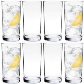 Youngever 8 Pack Plastic Water Tumbler, Plastic Glasses, Reusable Plastic Cups, Unbreakable Glasses, Reusable | NO BPA | Top-rack Dishwasher Safe (16 Ounce)