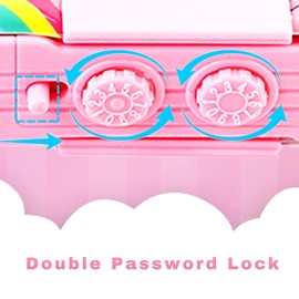 Pop Up Multifunction Pencil Case, Cute Cartoon Pen Box Organizer Stationery with Password Lock, Sharpener, Schedule, Whiteboard, School Supplies, Best Birthday Gifts for Kids Teens, Pink, Fashion