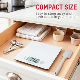 Taylor Compact Glass Kitchen Food Scale, 11 lb Capacity Digital Scale for Baking, Cooking, Meal Prep, Portion Control, Thin Lightweight Design, Easy-t