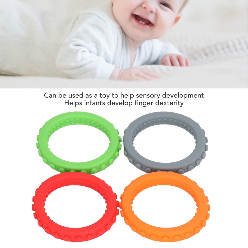 4 Pulseras para la Dentición del bebé, Juguetes de Silicona